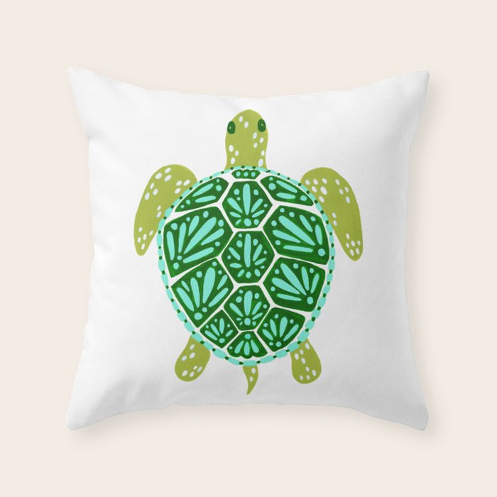 Sea Turtle - Green Palette Throw Pillow Gallery Image 6
