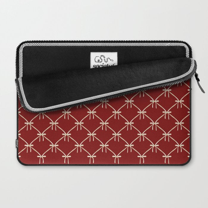 Bows & Ribbons Pattern XI Ruby Red Laptop Sleeve Gallery Image 2