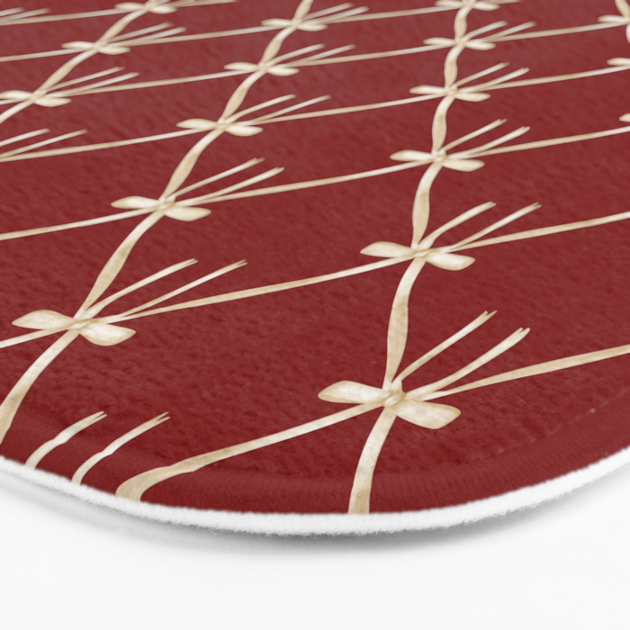 Bows & Ribbons Pattern XI Ruby Red Bath Mat Gallery Image 3