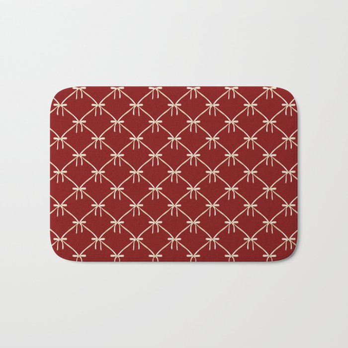 Bows & Ribbons Pattern XI Ruby Red Bath Mat Gallery Image 1