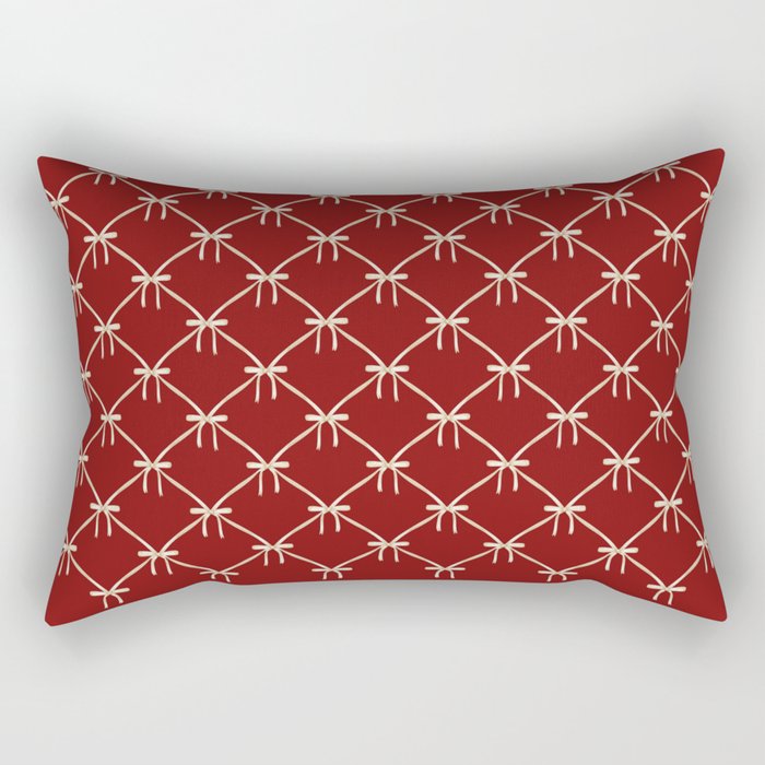 Bows & Ribbons Pattern XI Ruby Red Rectangular Pillow Gallery Image 2