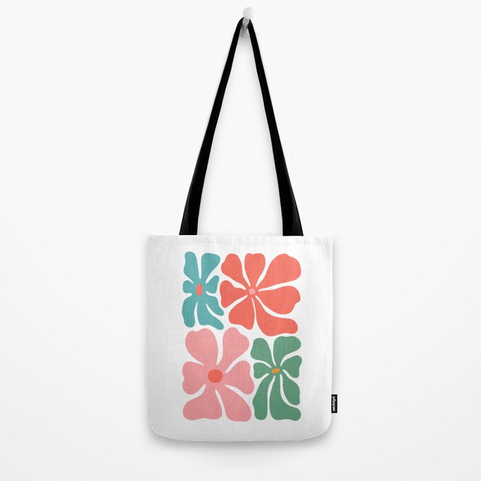 Abstract colorful vintage flower art Tote Bag Gallery Image 2