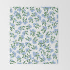 Hydrangea blue flowers, botanicals, blue and white floral Throw Blanket Gallery Image 2