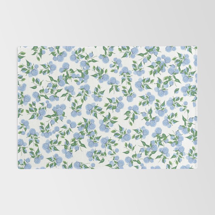 Hydrangea blue flowers, botanicals, blue and white floral Rug Gallery Image 2