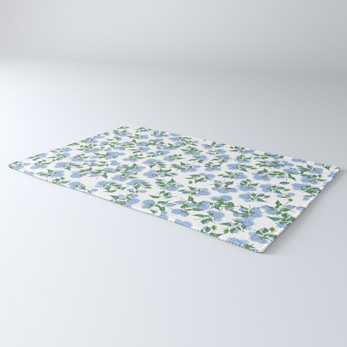 Hydrangea blue flowers, botanicals, blue and white floral Rug Gallery Image 3