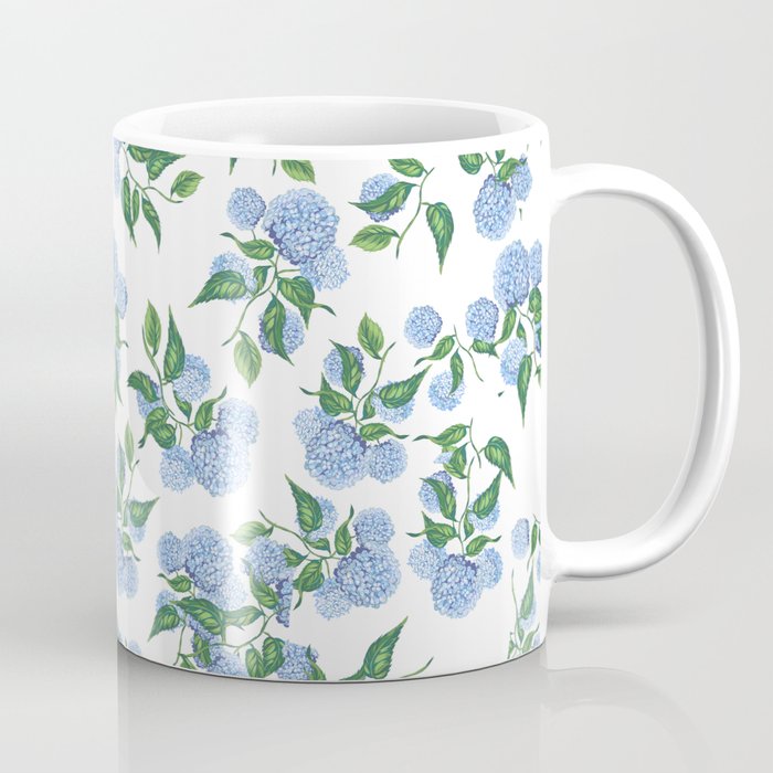 Hydrangea blue flowers, botanicals, blue and white floral Coffee Mug Gallery Image 1