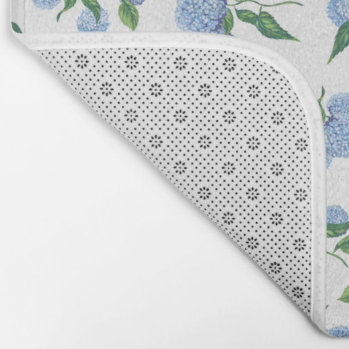Hydrangea blue flowers, botanicals, blue and white floral Bath Mat Gallery Image 2