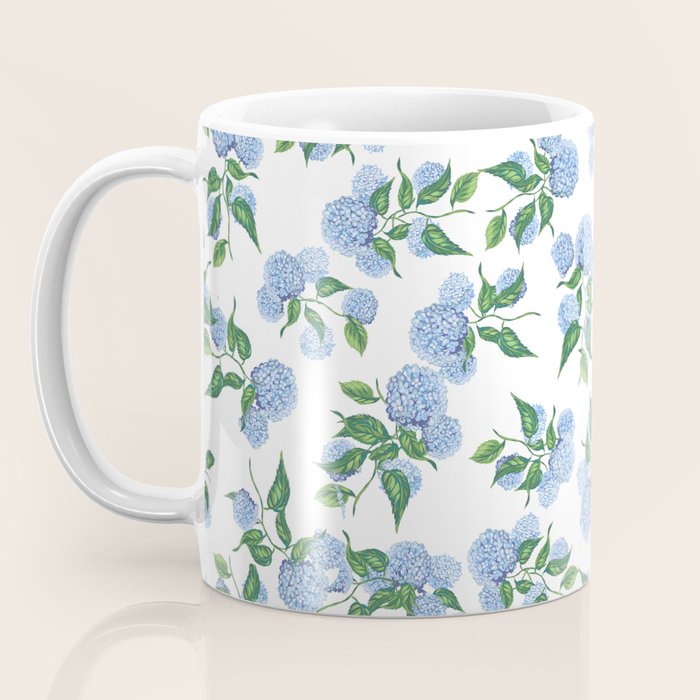 Hydrangea blue flowers, botanicals, blue and white floral Coffee Mug Gallery Image 3