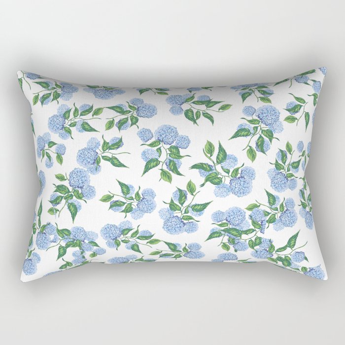 Hydrangea blue flowers, botanicals, blue and white floral Rectangular Pillow Gallery Image 2