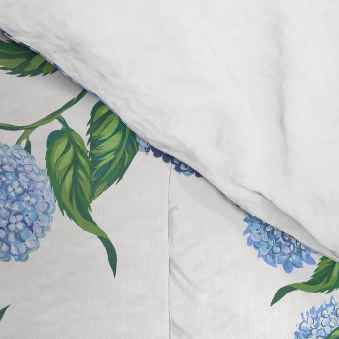 Hydrangea blue flowers, botanicals, blue and white floral Comforter Gallery Image 4