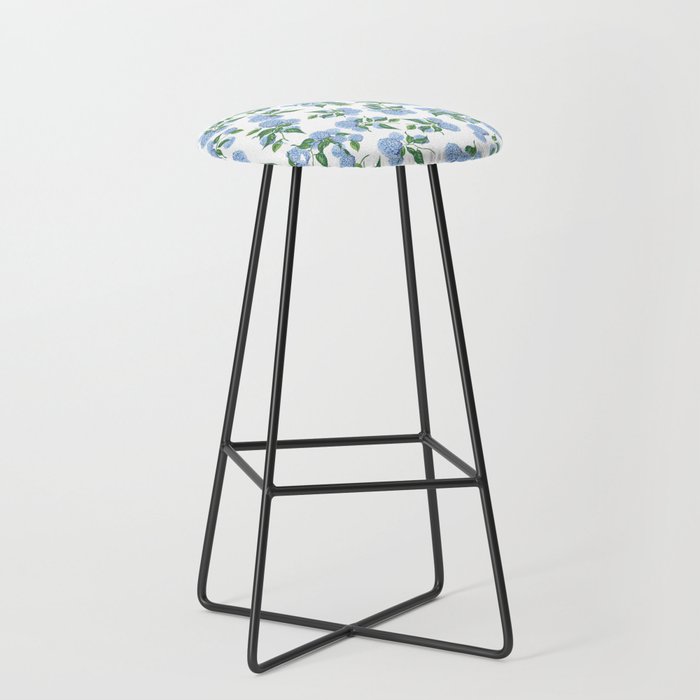 Hydrangea blue flowers, botanicals, blue and white floral Stool Gallery Image 1