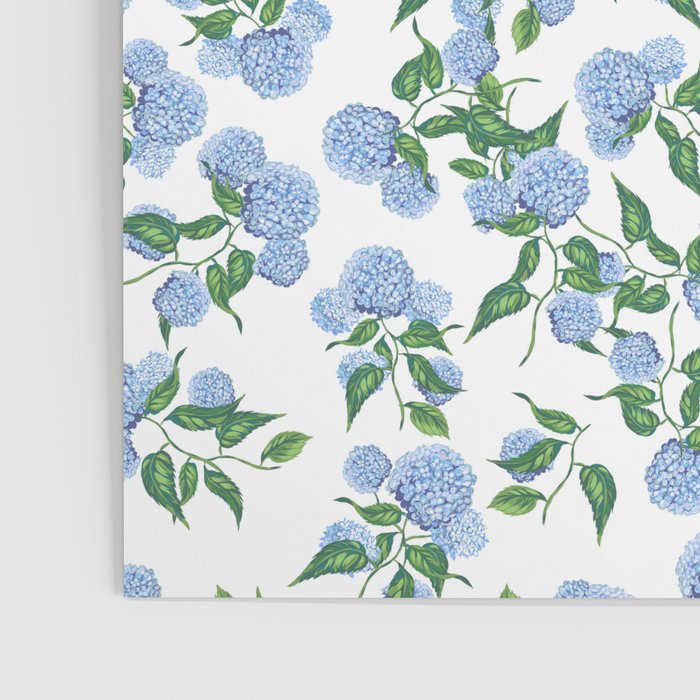 Hydrangea blue flowers, botanicals, blue and white floral Poster Gallery Image 3