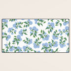 Hydrangea blue flowers, botanicals, blue and white floral Desk Mat Gallery Image 3