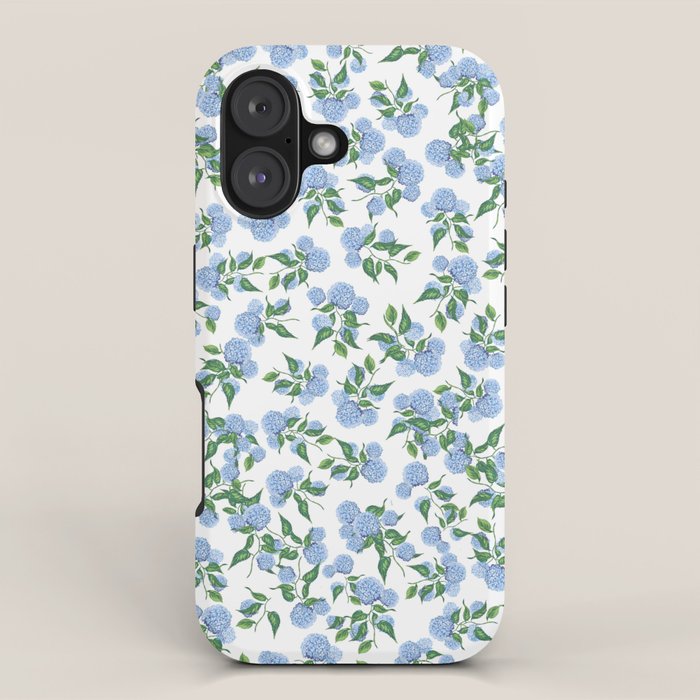 Hydrangea blue flowers, botanicals, blue and white floral iPhone Case Gallery Image 1