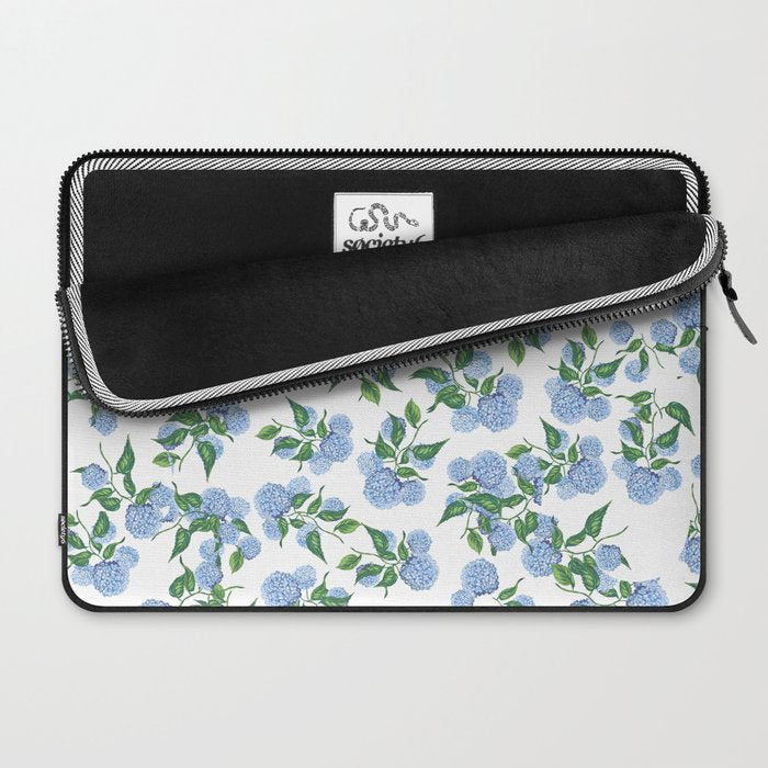 Hydrangea blue flowers, botanicals, blue and white floral Laptop Sleeve Gallery Image 2