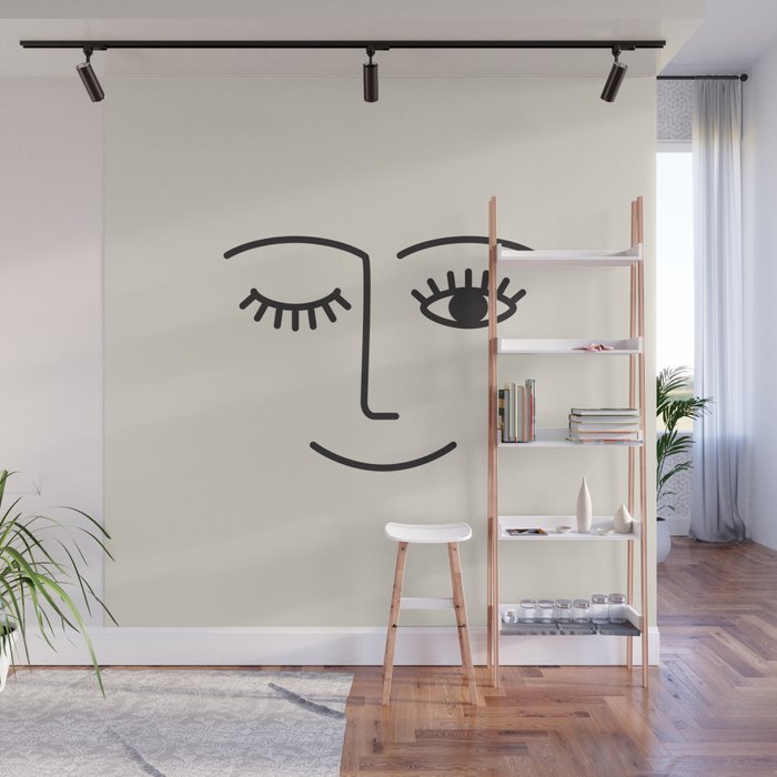 Wink (Off White) Wall Mural Gallery Image 1