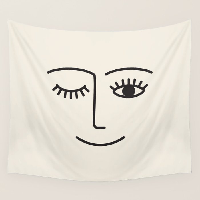 Wink (Off White) Wall Tapestry Gallery Image 1