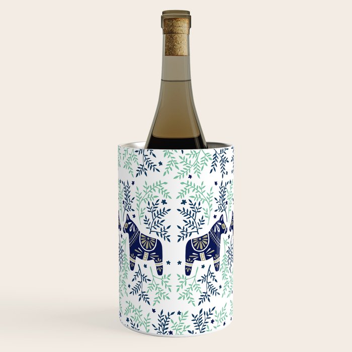 Swedish Dala Horse - Navy & Mint Palette Wine Chiller Gallery Image 1