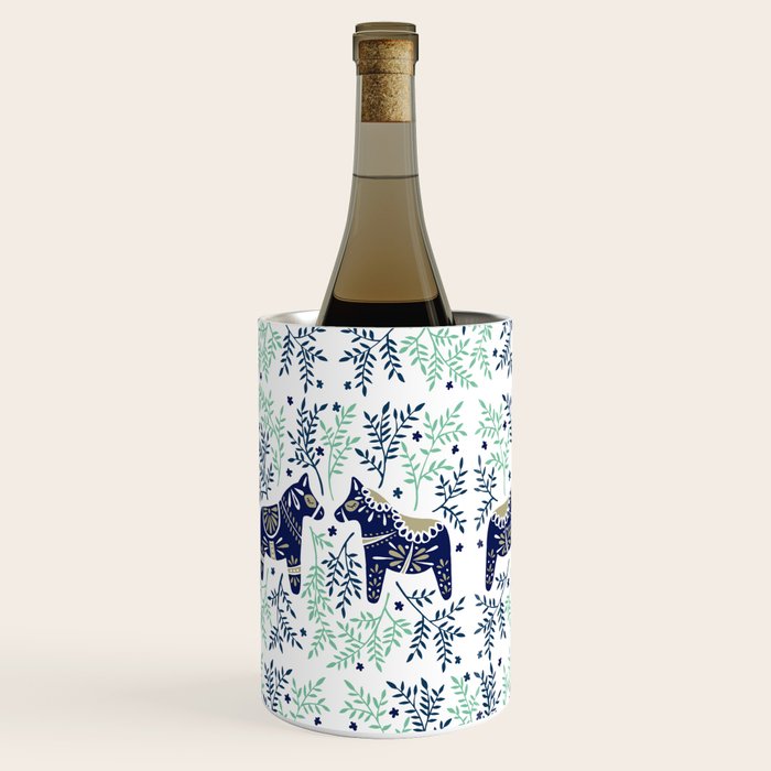 Swedish Dala Horse - Navy & Mint Palette Wine Chiller Gallery Image 3