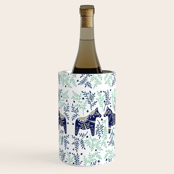 Swedish Dala Horse - Navy & Mint Palette Wine Chiller Gallery Image 2