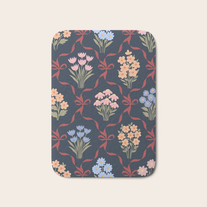 Winter Cottagecore Floral Bouquet Bath Mat Gallery Image 1