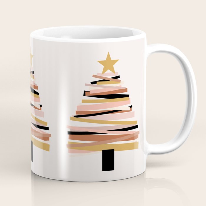 Ribbon Christmas Tree - neutrals Coffee Mug Gallery Image 1