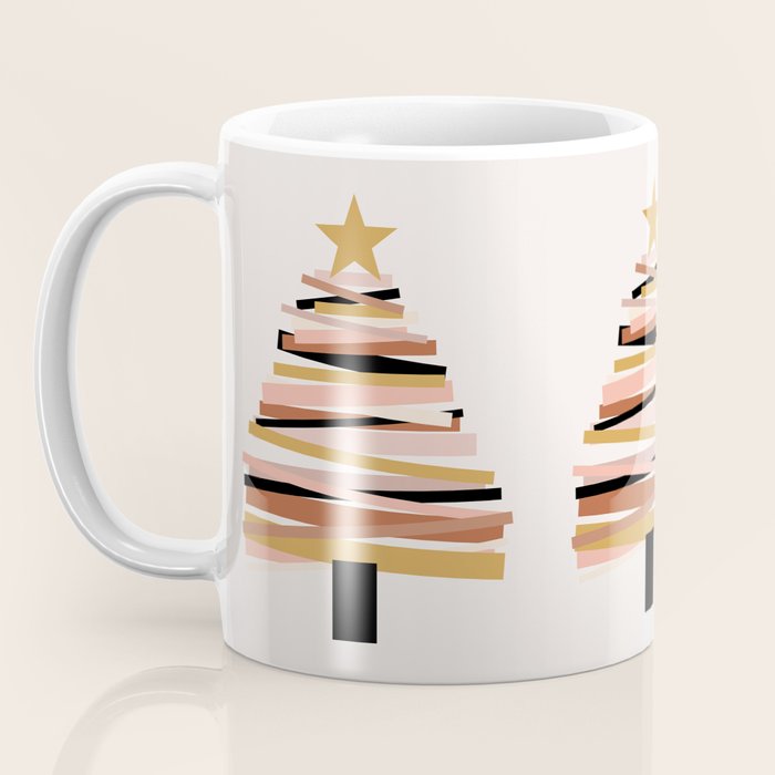 Ribbon Christmas Tree - neutrals Coffee Mug Gallery Image 3