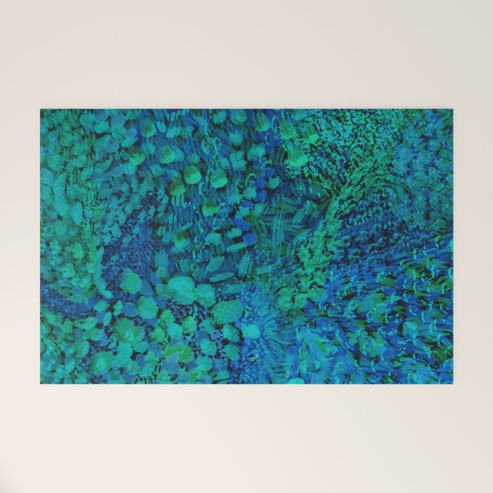 Peacock Watercolor Painting Welcome Mat Gallery Image 1