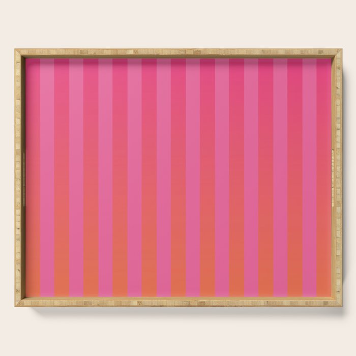 Dreamy Future Stripes Hot Pink and Orange Ombre Gradient Pattern Serving Tray Gallery Image 1