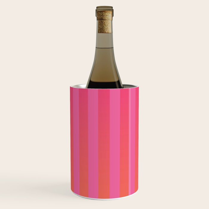 Dreamy Future Stripes Hot Pink and Orange Ombre Gradient Pattern Wine Chiller Gallery Image 1