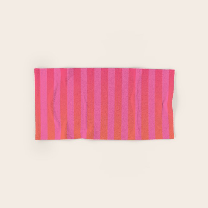Dreamy Future Stripes Hot Pink and Orange Ombre Gradient Pattern Bath Towel Gallery Image 1