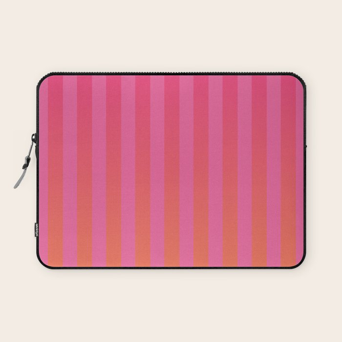 Dreamy Future Stripes Hot Pink and Orange Ombre Gradient Pattern Laptop Sleeve Gallery Image 1