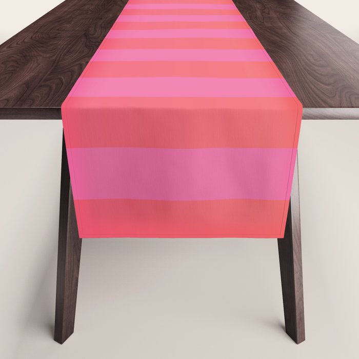 Dreamy Future Stripes Hot Pink and Orange Ombre Gradient Pattern Table Runner Gallery Image 1