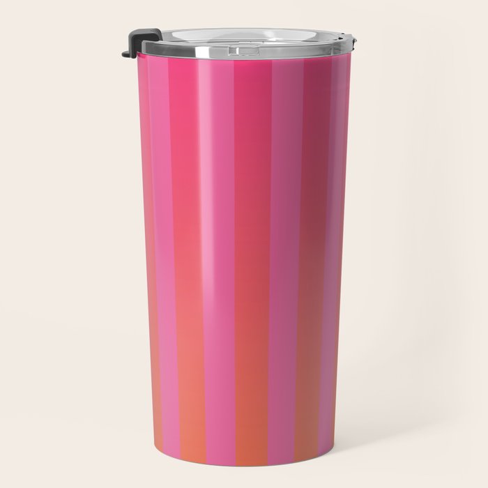Dreamy Future Stripes Hot Pink and Orange Ombre Gradient Pattern Travel Mug Gallery Image 3