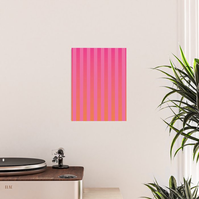 Dreamy Future Stripes Hot Pink and Orange Ombre Gradient Pattern Poster Gallery Image 2