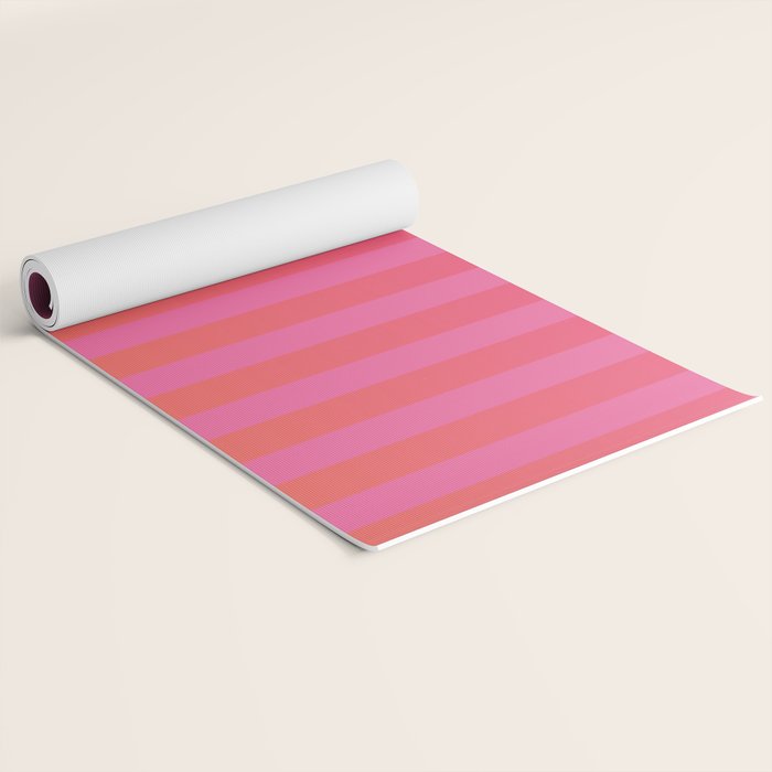Dreamy Future Stripes Hot Pink and Orange Ombre Gradient Pattern Yoga Mat Gallery Image 2