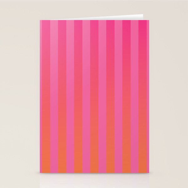 Dreamy Future Stripes Hot Pink and Orange Ombre Gradient Pattern Stationery Card Gallery Image 1