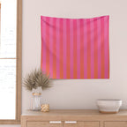 Dreamy Future Stripes Hot Pink and Orange Ombre Gradient Pattern Wall Tapestry Gallery Image 2