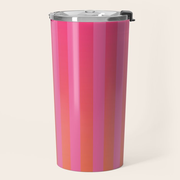 Dreamy Future Stripes Hot Pink and Orange Ombre Gradient Pattern Travel Mug Gallery Image 2