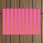 Dreamy Future Stripes Hot Pink and Orange Ombre Gradient Pattern Outdoor Rug Gallery Image 1