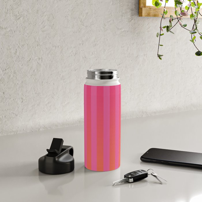 Dreamy Future Stripes Hot Pink and Orange Ombre Gradient Pattern Water Bottle Gallery Image 4
