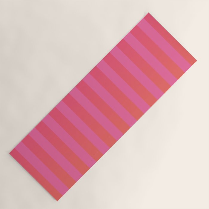 Dreamy Future Stripes Hot Pink and Orange Ombre Gradient Pattern Yoga Mat Gallery Image 1