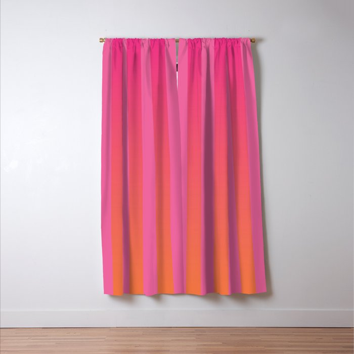 Dreamy Future Stripes Hot Pink and Orange Ombre Gradient Pattern Window Curtain Gallery Image 3