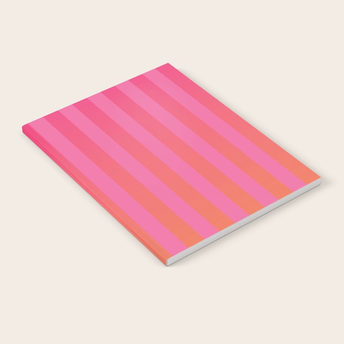 Dreamy Future Stripes Hot Pink and Orange Ombre Gradient Pattern Notebook Gallery Image 1