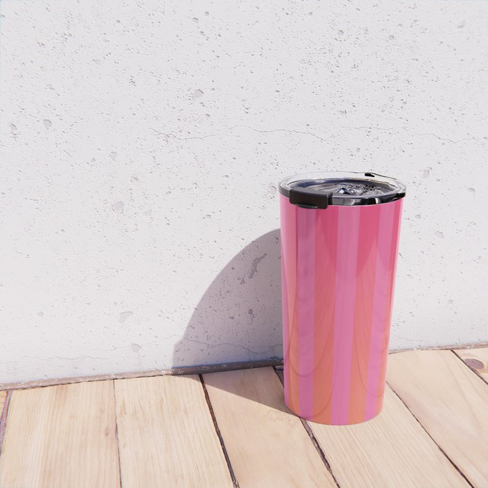 Dreamy Future Stripes Hot Pink and Orange Ombre Gradient Pattern Travel Mug Gallery Image 4