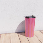 Dreamy Future Stripes Hot Pink and Orange Ombre Gradient Pattern Travel Mug Gallery Image 4