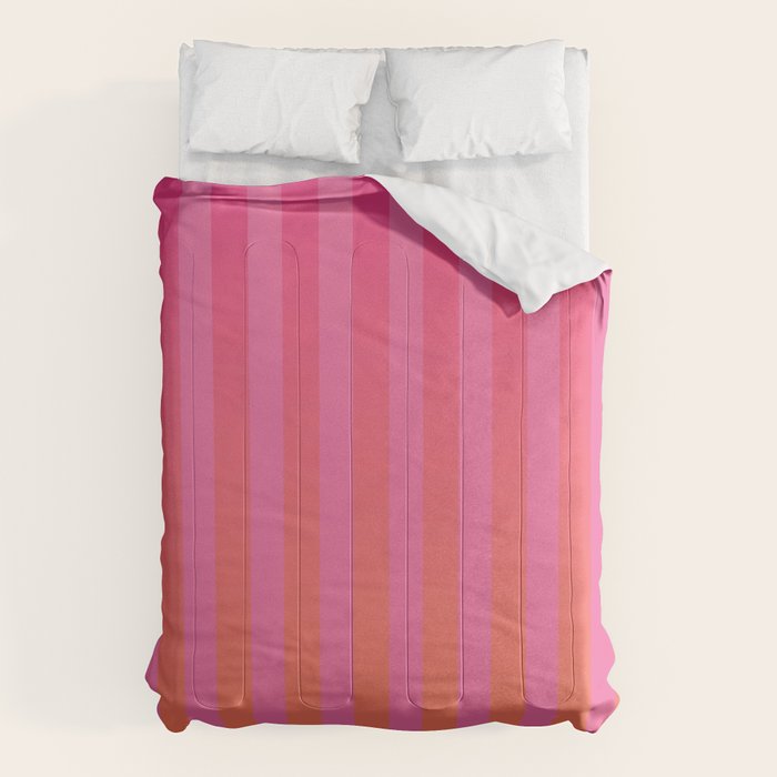 Dreamy Future Stripes Hot Pink and Orange Ombre Gradient Pattern Comforter Gallery Image 6
