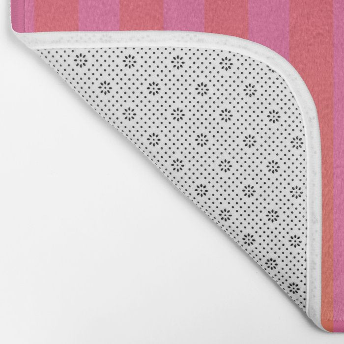 Dreamy Future Stripes Hot Pink and Orange Ombre Gradient Pattern Bath Mat Gallery Image 2