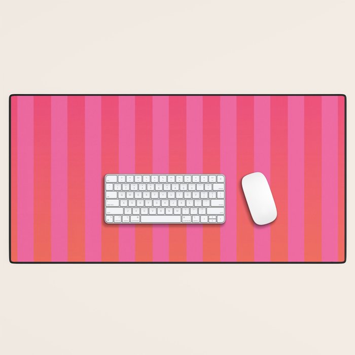 Dreamy Future Stripes Hot Pink and Orange Ombre Gradient Pattern Desk Mat Gallery Image 1