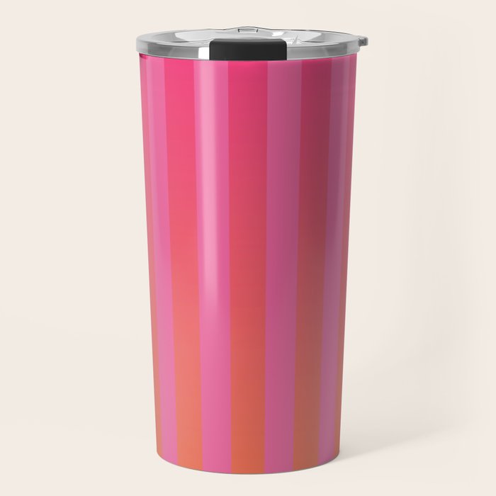 Dreamy Future Stripes Hot Pink and Orange Ombre Gradient Pattern Travel Mug Gallery Image 1